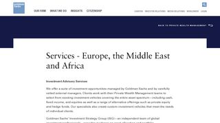 Goldman Sachs | Private Wealth Management - Services - Europe ...
