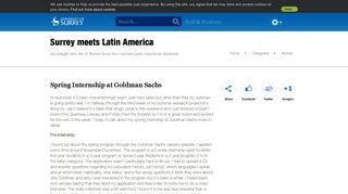 Spring Internship at Goldman Sachs | Surrey meets Latin America