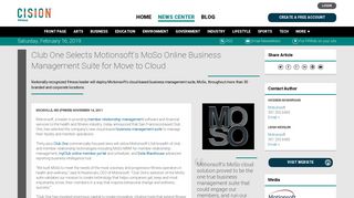 Club One Selects Motionsoft's MoSo Online Business Management ...