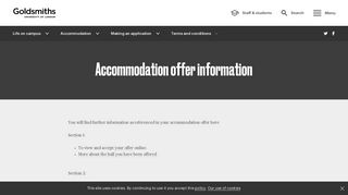 Accommodation offer information | Goldsmiths, University of London