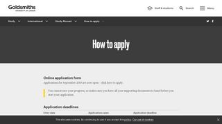 How to apply | Goldsmiths, University of London