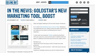 Selling Out » In the News: Goldstar's New Marketing Tool, Boost