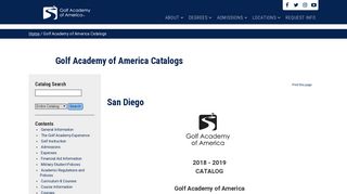 San Diego - Catalogs | Golf Academy of America - SmartCatalog