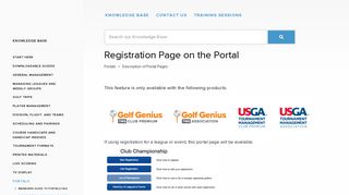 Golfgenius - Registration Page on the Portal