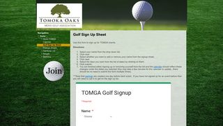 Golf Sign Up Sheet - Tomoka Oaks Men's Golf Association