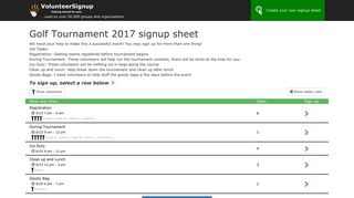 VolunteerSignup - Online volunteer signup sheets - Golf Tournament ...