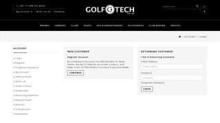 Account Login - Golf Tech