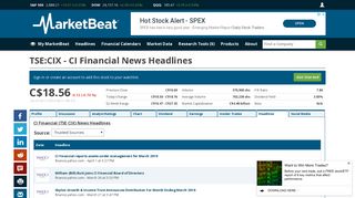 TSE:CIX - News Headlines for CI Financial | MarketBeat