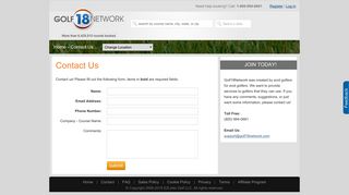 Golf18Network Discount Golf Tee Times - Contact Us