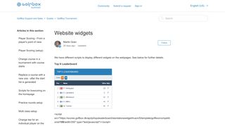 Website widgets – GolfBox Support and Sales - Zendesk
