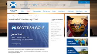 Scottish Golf | Scottish Golf Membership Card
