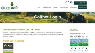 Golfnet Login - Concra Wood Golf & Country Club