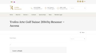 Trofeo Arte Golf Suisse 2014 by Resonor – Ascona - Resonor