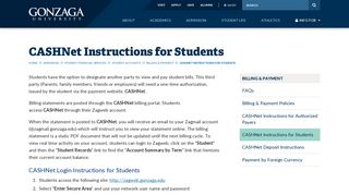 CASHNet Instructions for Students | Gonzaga University