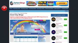 Good Day Bingo | £10 free No Deposit Bingo Bonus - Perfect Bingo Sites