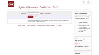 Credit Union ONE Online ...