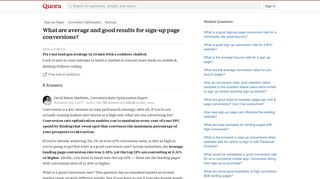 What are average and good results for sign-up page conversions ...