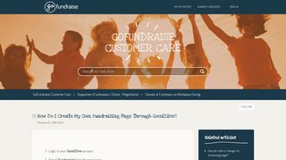 How do I create my own Fundraising Page through Good2Give ...