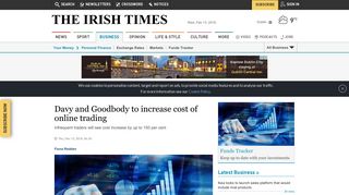 Davy and Goodbody to increase cost of online trading - The Irish Times