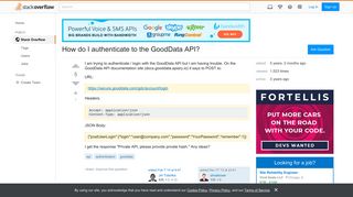 How do I authenticate to the GoodData API? - Stack Overflow