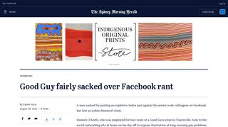 Good Guy fairly sacked over Facebook rant - Sydney Morning Herald
