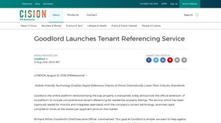Goodlord Launches Tenant Referencing Service - PR Newswire UK