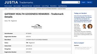 GATEWAY HEALTH GOODNESS REWARDS Trademark of Gateway ...