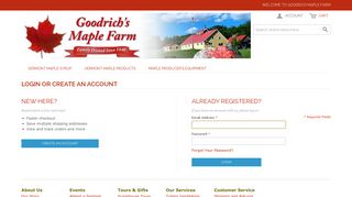 Login or Create an Account - Goodrich Maple Farm