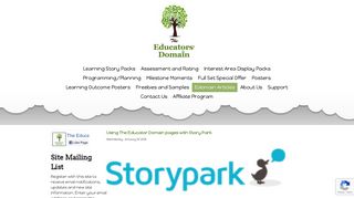Using The Educator Domain pages with Story Park