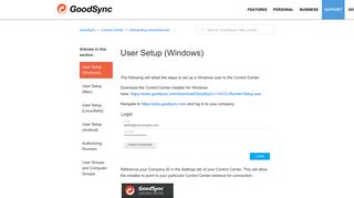 User Setup (Windows) – GoodSync