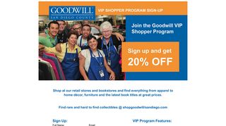 Goodwill | San Diego | VIP Shopper Program Registration