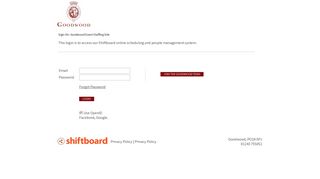 Welcome to Goodwood Event Staffing Shiftboard Login Page