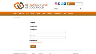 Login | Network My Club at Goodwood