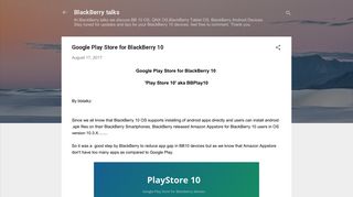Google Play Store for BlackBerry 10 - BlackBerry talks