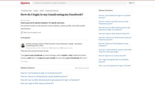 How to login to my Gmail using my Facebook - Quora