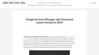 Google Account Manager Apk Download Latest Version of 2019