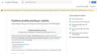 Publisher profiles and Buyer visibility - Google Ad Manager Help