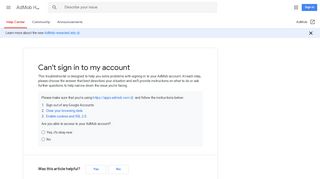 Can't sign in to my account - AdMob Help - Google Support