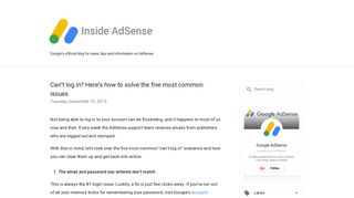 Inside AdSense: Can't log in? Here's how to solve the five most ...