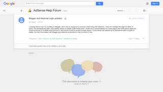Blogger and Adsense Login problem - Google Product Forums
