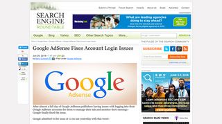 Google AdSense Fixes Account Login Issues - Search Engine ...