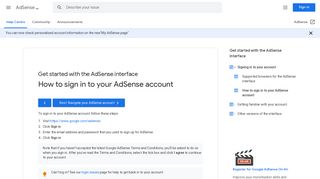 How to sign in to your AdSense account ... - Google Support