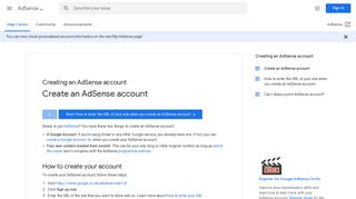 Create an AdSense account - AdSense Help - Google Support