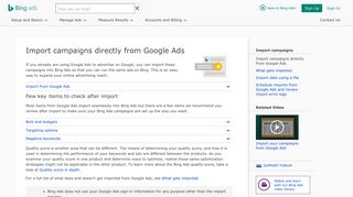 Import campaigns directly from Google Ads - Bing Ads Help! - Microsoft