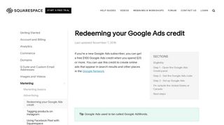 Redeeming your Google Ads credit – Squarespace Help
