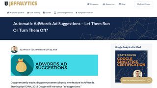 Automatic AdWords Ad Suggestions - Let them run or turn them off ...