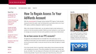 How To Regain Access To Your AdWords Account | On the Web & On ...