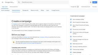 Create a campaign - Previous - Google Ads Help - Google Support