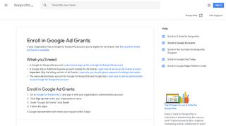 Enroll in Google Ad Grants - Nonprofits Help - Google Support