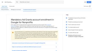 Mandatory Ad Grants account enrollment in Google for Nonprofits - Ad ...
